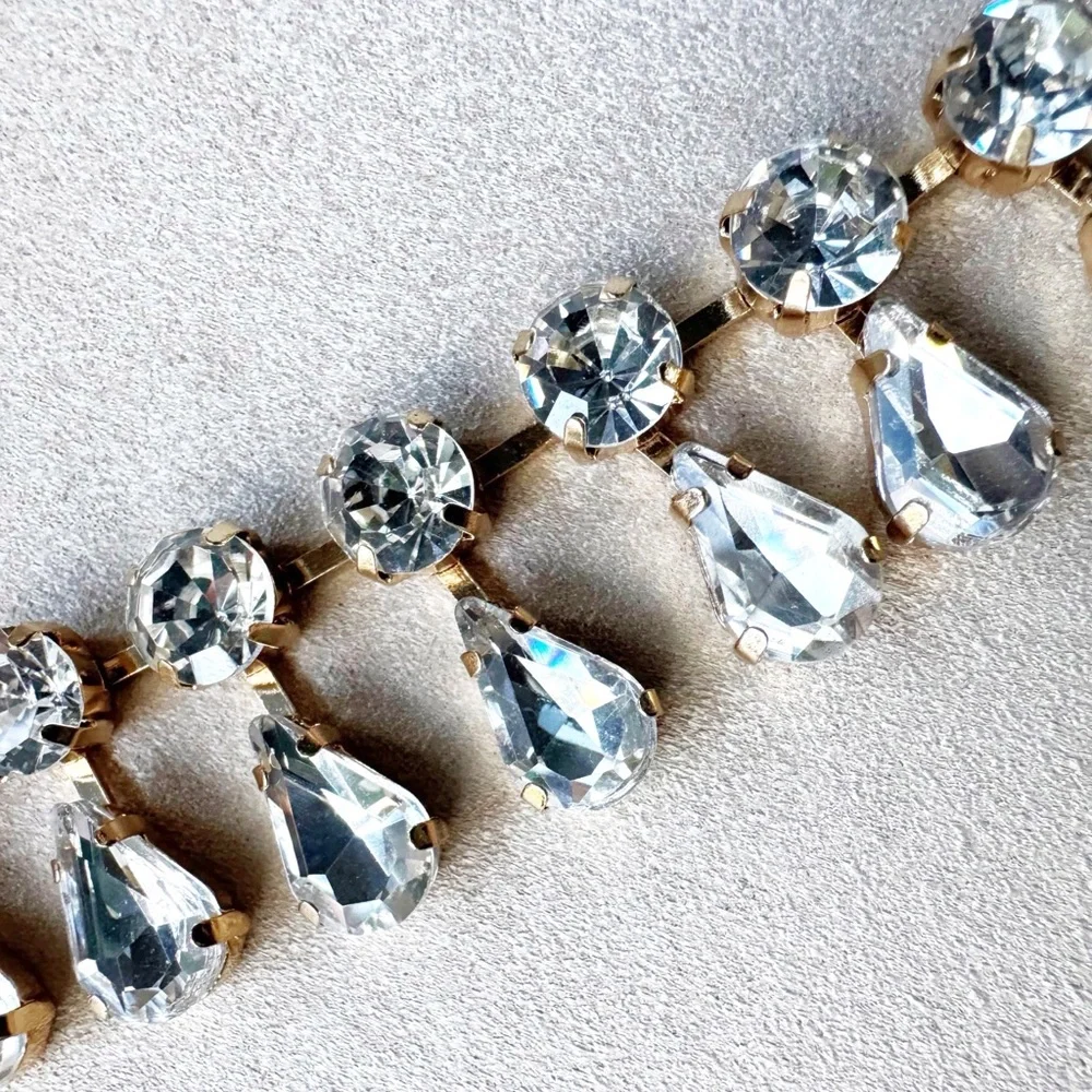 Anthropologie Clear Rhinestone Teardrop Necklace - Picture 10 of 16
